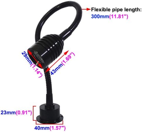 3W Warm White 30cm LED Pole Light Hardwire Showcase Counter Cabinet Lighting Spot Lamp Fixture Painted Black