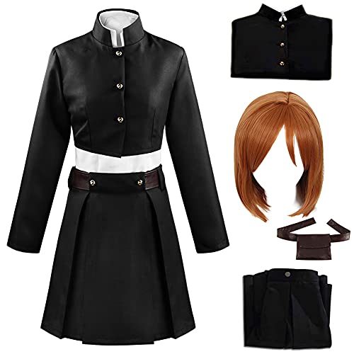 Han shan Nobara Kugisaki Cosplay Uniform Kugisaki Cosplay Costume School Uniform Outfit with Belt&Wig (Nobara blackB(wig), M)