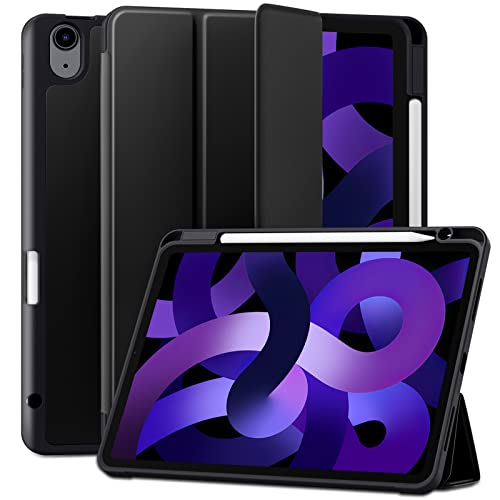Maledan Hülle Kompatibel mit iPad Air 5 2022 Hülle/iPad Air 4 2020 Hülle, Schutzhülle für iPad 10,9 Zoll 2022,Premium PU Leder Soft TPU Rückseite Folio Case Cover [Auto Schlaf/Weckfunktion]-Schwarz Cover