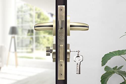 Image of Yale Premium D2C Quartz Antique Brass Mortise Door Lock and Complete Handle Set with 3 Keys| Main Door Lock for Home /Bedroom /Office /Hotel (Finish- Antique Brass Matt)