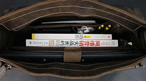 Compatible For Vintage Leather Men Briefcase 15" Laptop Bag Work Business Shoulder Messenger Male Tote Handbag M088