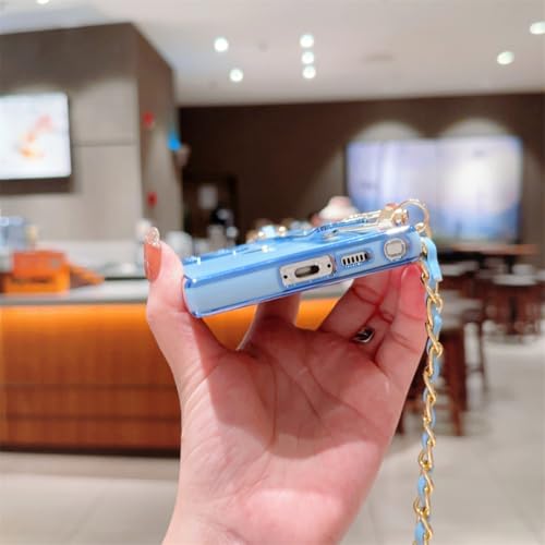 Étui S21 Plus avec cordon coque anti chute dragonne bleu