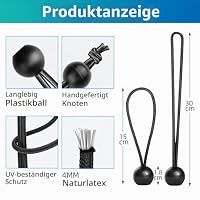 Eurtes Spanngummis mit Kugel, 50 Stück Planenspanner mit Kugel, 15cm Zeltgummis Expanderschlinge Zelt Gummispanner mit Kugel, Spanngummi Kurz für Planen, Pavillons, Banner, Anhängernetze (Schwarz) – Ansicht 2