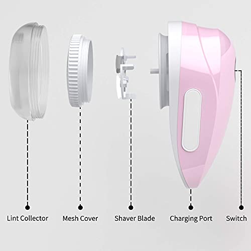 Rechargeable Fabric Shaver and Lint Remover, Atemto Electric Sweater Defuzzer Pill Fuzz Remover for Clothes and Furniture 2 Replaceable Stainless Steel Blades, Pink - Thumbnail 3