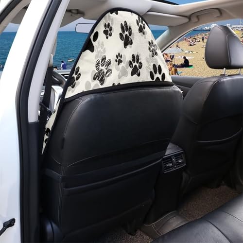 Image of Car Seat Cover Protector Waterproof Soft Auto Seat Covers Universal Fit High Back Seat Covers Car Accessories for Cars Fit Most Car, Truck, SUV, or Van Dog Paw Prints