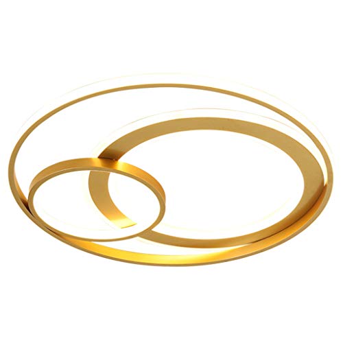 Lámpara De Techo De Acrílico Regulable Con Luz De Techo LED Moderna Con Control Remoto Lámpara De Ahorro De Energía Con Diseño Creativo De 3 Anillos Ultrafina De 5 Cm Para Pasillo,Oro,55cm/78W Cover