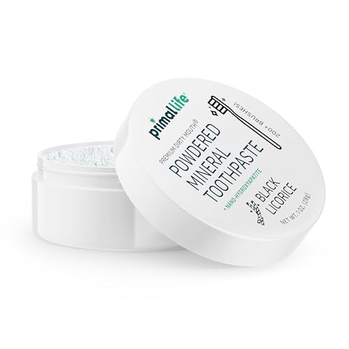 Image of Primal Life Organics - Dirty Mouth Toothpowder, Tooth Cleaning Powder, Flavored Essential Oils with Natural Kaolin & Bentonite Clay, Good for 200+ Brushings, Organic, Vegan (Black Licorice, 1 oz)