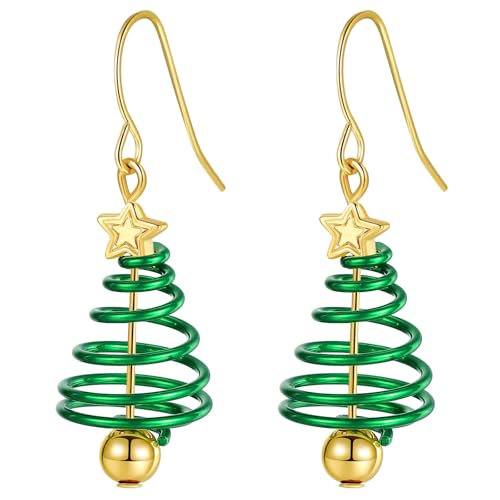 Ohrringe Weihnachten Weihnachtsbaum, UEOTO Weihnachtsohrringe Damen Christmas Decorations, Weihnachts Ohrringe Gold Weihnachtsschmuck Weihnachtsgeschenke für Frauen Mädchen