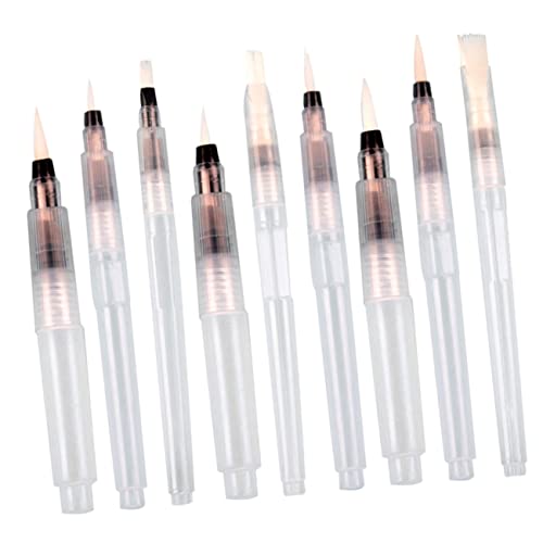 HOODANCOS 9 Pcs Pinceaux à Eau Solubles Lot de Pinceaux Peinture Aquarelle Réservoir, Pointes Fines 120 Mm, Pointes Longues 155 Mm et Têtes Plates 190 Mm, Dessin Artistique Débutants