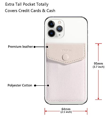 Frifun Card Holder For Back Of Phone With Snap Ultra-Slim Self Adhesive Phone Wallet Stick On Cell Phone Android All Smartphones Rfid Blocking Sleeve Covers Credit Cards And Cash (Beige) #TOP2