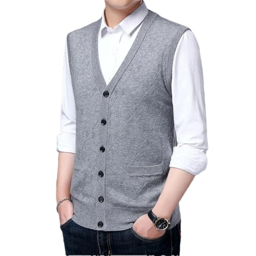 Men’S Preppy Plaid Knit Sweater Vest Anti-Pilling V-Neck Sleeveless Slim Fit Button Down Cardigan