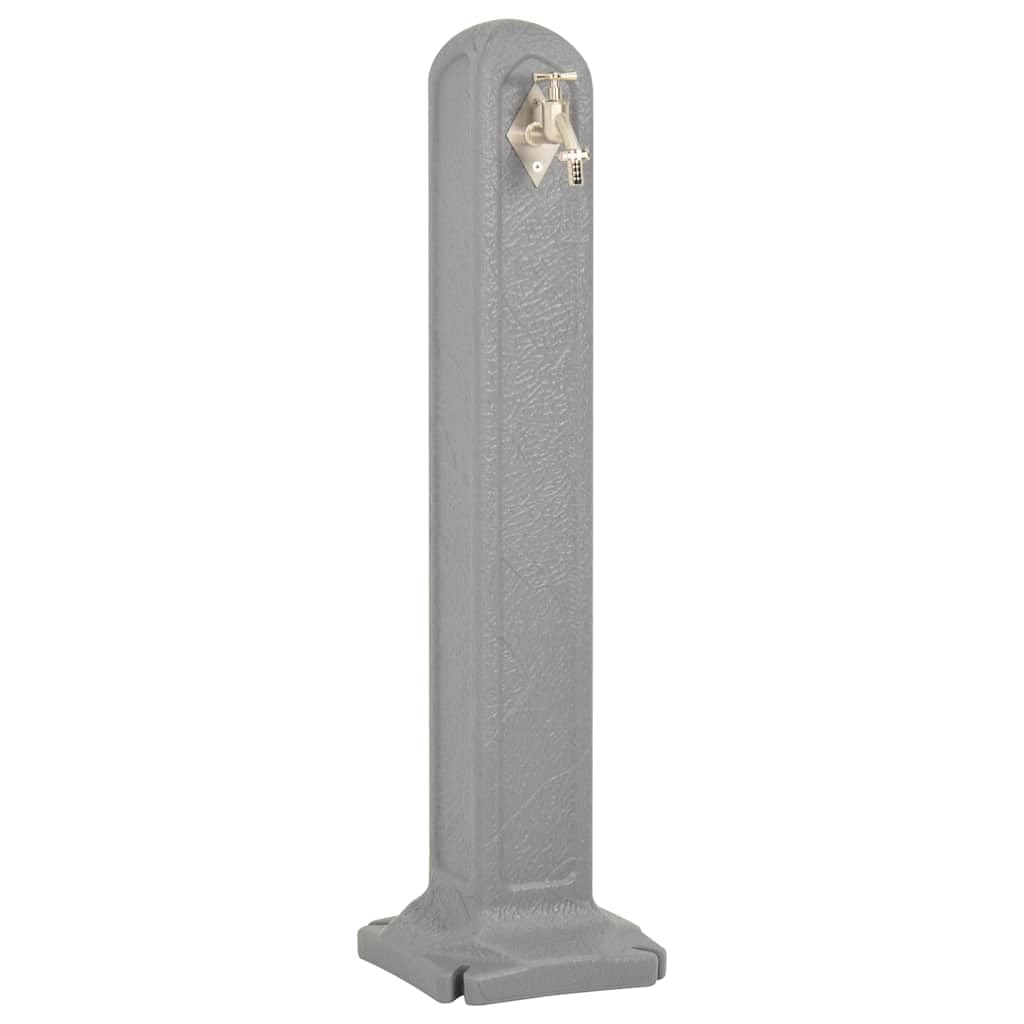 vidaXL Cisterna de Jardín con Grifo Patio Exterior Fuente Columna de Agua Conectar Mangueras Regar Plantas Flores Aspecto de Piedra Gris Claro