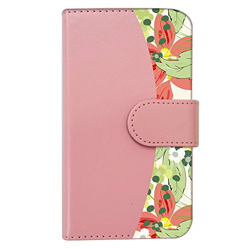 sslink iPhone17 Pro Max アイフォン17プロマックス 対応 手帳型 スマホ ケース ボタニカル柄 花柄 グリーン系 エスニック エスニック リーフ リゾート かわいい フラワー (ピンク) ダイアリータイプ 横開き カード収納 フリッ