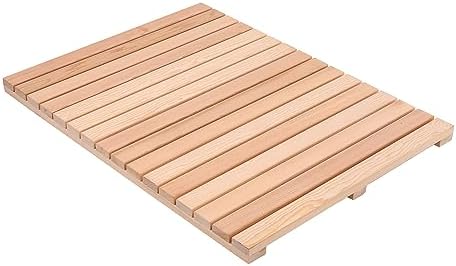 bingaai Cedar Wood Shower Mat, Cedar Wooden Bath Mats, Wood Bath Mat 31.5 × 23.6 in, Shower Stall Mat Non-Slip for Bathroom Bathtub Spa Sauna Garden Home, Wooden Floor Mat Large for Indoor and Outdoor