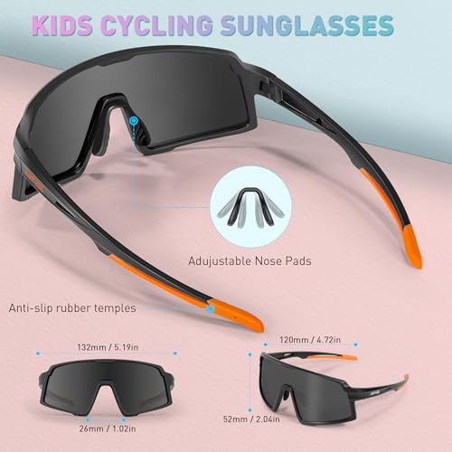 KAPVOE Kids Polarized Sunglasses Youth Baseball Sunglasses for Boys Girls UV400 Sports Softball Running Cycling Glasses K251 — view 4