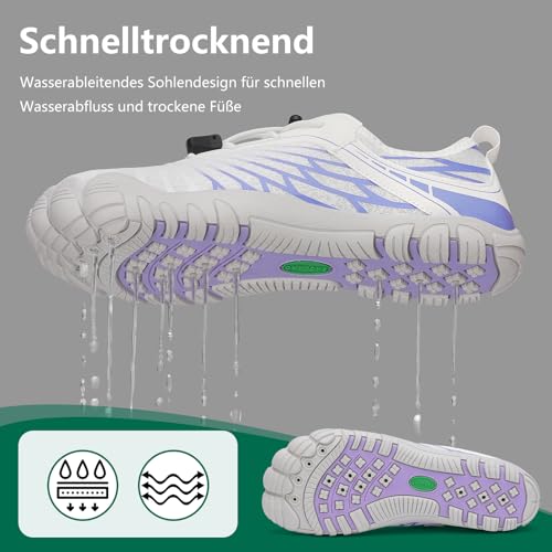 Miniatura 5 de Saguaro Barefoot Zapatillas Mujer Escarpines De Agua Secado Rápido Zapatos Minimalistas Ligeras Calzado Descalzos Con Puntera Ancha, Morado Claro, 38 Eu