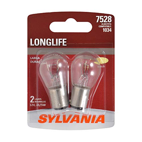 SYLVANIA - 7528 Long Life Miniature - Bulb, Ideal for Daytime Running Lights (DRL) and Back-Up/Reverse Lights (Contains 2 Bulbs)