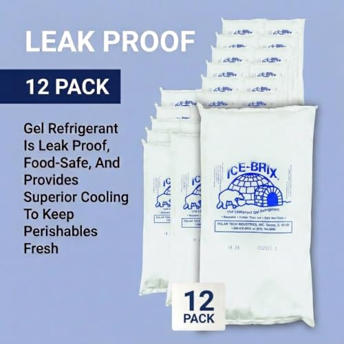 Image of ICE-BRIX Reusable Gel Ice Packs for Shipping, 8 x 6 x 1.25 in, 24 oz White (12 Pack) - Large Cold Packs for Frozen Food, Meal Kits, Coolers, Medical Shipping & Perishable Mailers