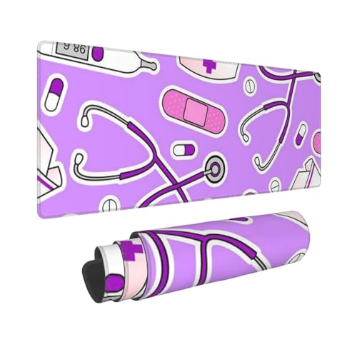 Tapis de souris infirmière violet 30 x 80 cm pour bureau médical