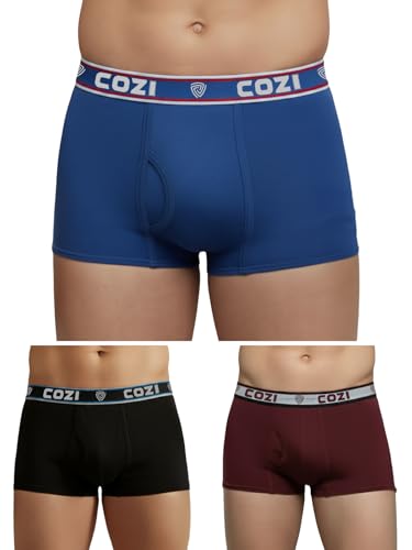 Image of Lux Cozi Mens 100% Cotton Solid Mini Trunk | Mini Trunk Underwear for Men | Color and Print May Vary | Pack of 3