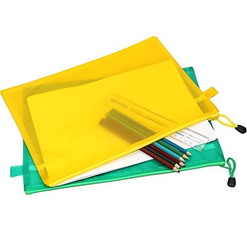 Image of True-Ally A4 Mesh Zipper Pencil Pen Stationary Case Travel Document Holder Bag Cosmetics Vanity Pouch (Colour May Vary, 32cm X 24cm)- Pack of 5 (A4)