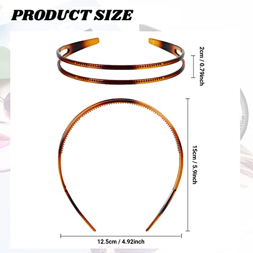 2 Pieces Plastic Headbands For Women Non-Slip Double Row Teeth Comb Headband Non-Slip Hair Hoop Hair Bands With Fine Tooth Simple And Chic Headwear Hair Accessory For Women Girls Decorations (Black, Brown) #TOP2