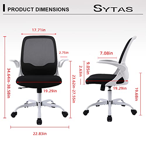 Sytas Office Chair Ergonomic Desk Chair Rolling Swivel Mesh Computer Task Chair With Flip-Up Arms And Adjustable Height，For Adults And Kids，White #TOP1