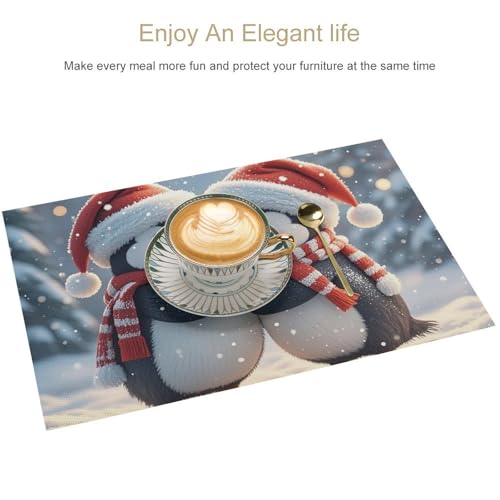 Sets de table pingouins lavables pour protéger les tables des taches