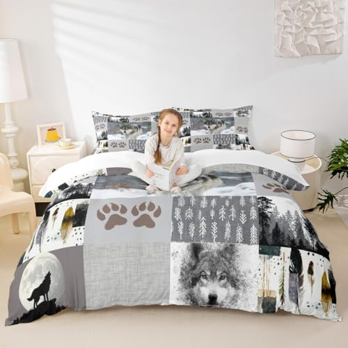 Parure de lit loup rustique pour décoration chambre chalet - 2