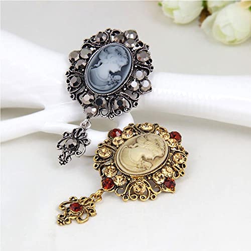 Victorian Lady Brooch For Women,Ancient Silver Brooch Antique Royal Cameo Brooch Elegant Victorian Lady Beauty Badges Brooch(Gold) #TOP5