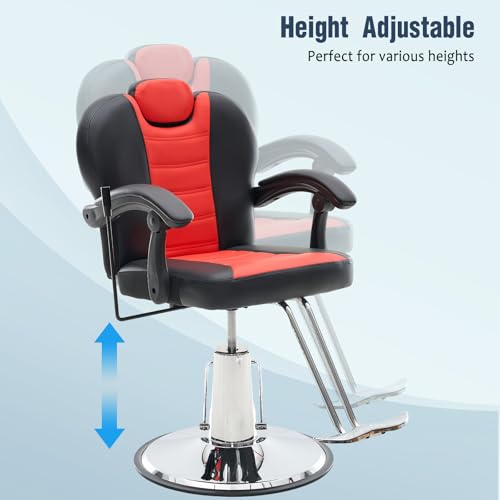 Image of Vantic 90-135 Reclining Salon Chair for Hair Stylist,360 Swivel Barber Chair with Heavy Duty Hydraulic Pump & Base, Adjustable Headrest, Waterproof Cushion, Hair Chair for Barbershop, Home