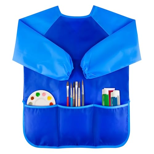 LTMMC Kids Painting Apron Long Sleeves 3 pockets Toddler Painting Aprons