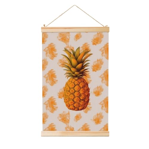 Poster ananas orange vif impression sur toile art vintage salon 61cm