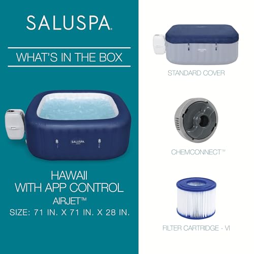 Bestway SaluSpa Hawaii 4 Person Smart AirJet Inflatable Hot Tub Spa with 140 Jets and App Control