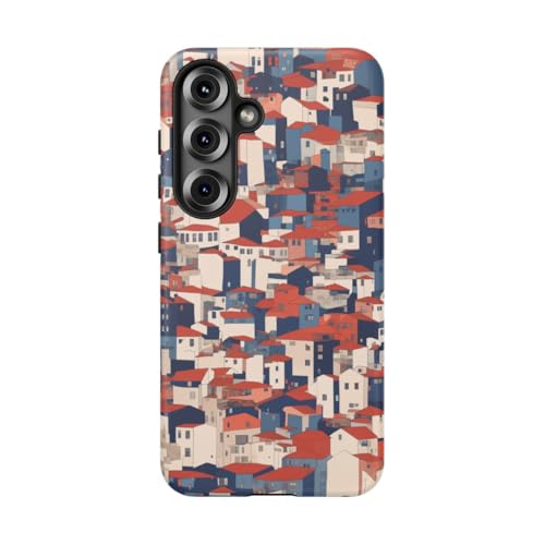 Coque Samsung S25 motif toits rouges - Protection mate et rigide