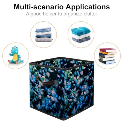 Boîte de rangement pliable en tissu cube méduse avec poignées - 3