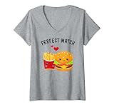 Photo Gallery donna hamburger e patatine fritte kawaii abbinamento perfetto coppie migliori amiche maglietta con collo a v Photo Gallery donna hamburger e patatine fritte kawaii abbinamento perfetto coppie migliori amiche maglietta con collo a v