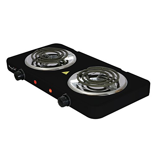 Megachef Electric Easily Portable Ultra Lightweight Dual Coil Burner Cooktop Buffet Range In Matte Black (Mc-2012A-B) #TOP1