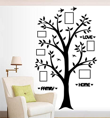 Vinilo Decorativo Árbol Familiar para Pared 78x50 pulg Negro miniatura 1