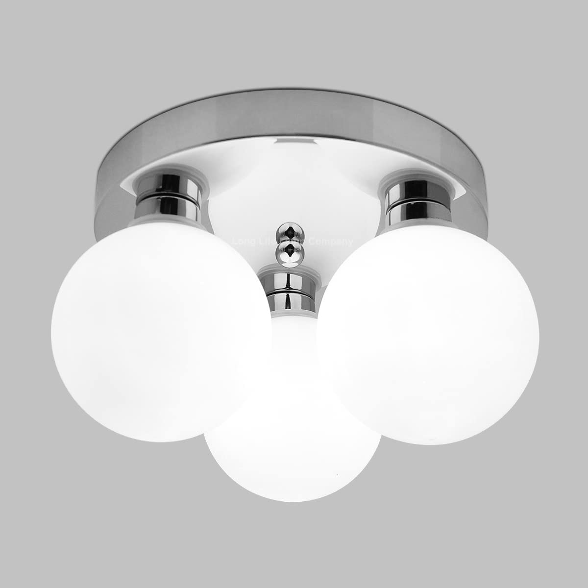 Long Life Lamp Company Chrome Modern 3 Way Ceiling Light Round Frosted Globe Lamp Shades H3006 With G9 5W Cool White