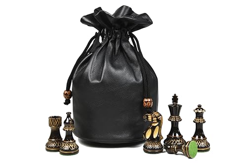 Genuine Leather Chess Set Storage Pouch for 3" to 4" King Chess Piece AS218