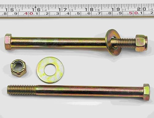 Image of 3 /8 inch x 5 inch Hex Head Bolt by Color Galvanization with Ny lon Lock nut and Large Size Washer Assortment Kit,Alloy Steel,Grade 5.(8pcs Pack),by Metalsuberg.