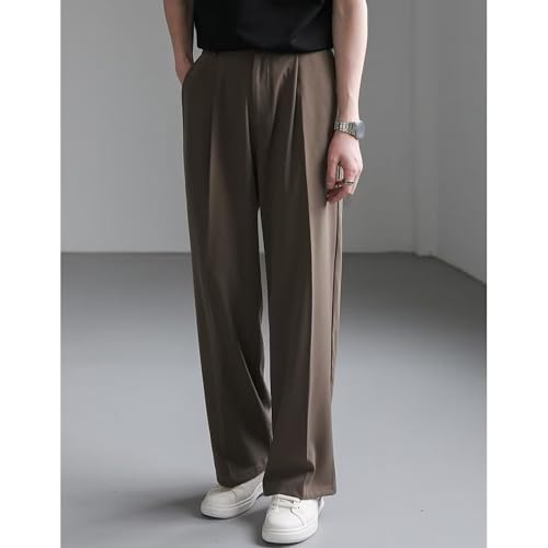 Men's Loose Pleated Business Pants Loose Pleated Suit Trousers Wide-Leg Suit Pants for Men 7
