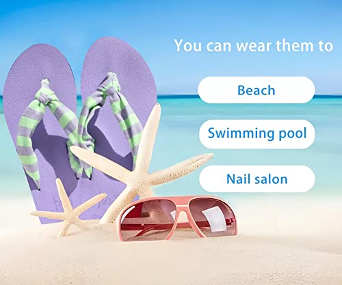 KuaiLu Flip Flops for Women with Arch Support Yoga Mat Comfortable Summer Beach Walking Thong Cushion Sandals Slip On Indoor Outdoor Purple Size 9 - 5