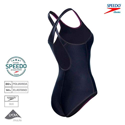 Speedo Maillot Vintage, P, preto/roxo (Grafite Lirio)
