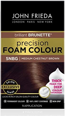 John Frieda Precision Foam Color, 5NGB Medium Chestnut Brown, Color-Nourishing Permanent Hair Color Kit, Deep Color Saturation, 100% Grey Coverage