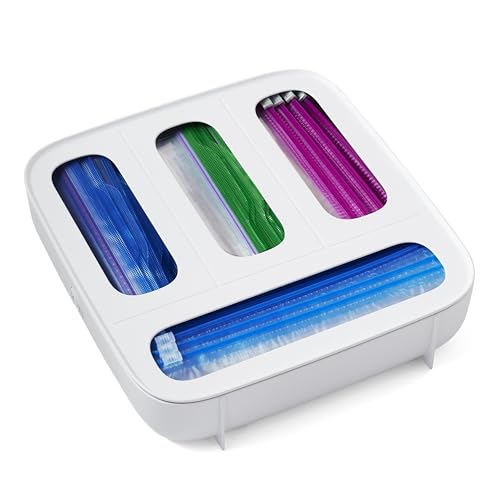 Image of YouCopia StoraBag Food Bag Dispenser, Family Size 4-Slot, Plastic Sandwich Bags Drawer Organizer for Kitchen Storage