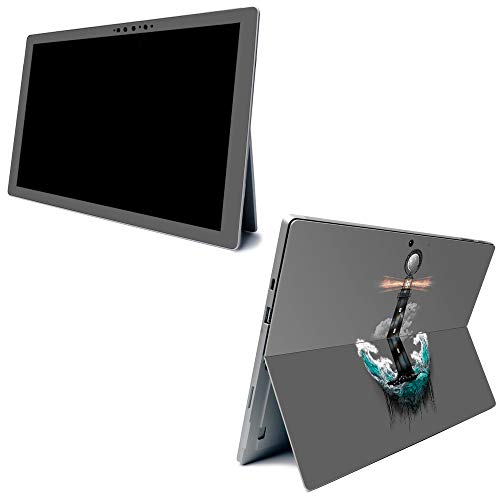 Image of MightySkins Carbon Fiber Skin for Microsoft Surface Pro 7 - Wave Anchor | Textured Carbon Fiber Finish | Easy to Apply, Remove, and Change Styles | Made in The USA