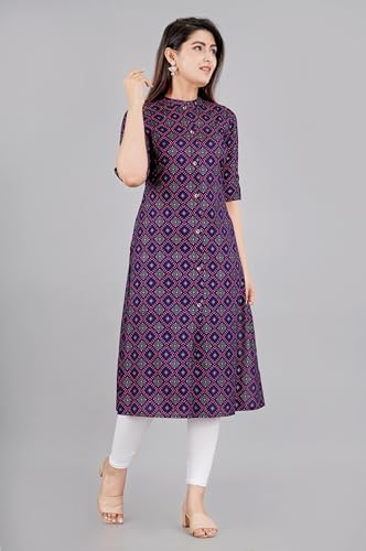 Image of Women Printed Collar Neck Half Sleeve Regular Fit Formal Kurti for Women's