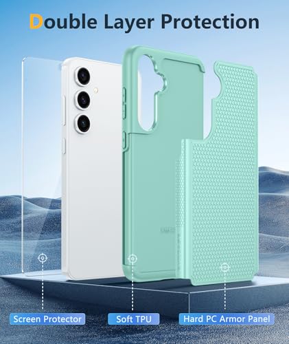 Image of FNTCASE for Samsung Galaxy S25-Plus Case: S24-Plus Dual Layer Heavy Duty Phone Protective Cover Shockproof Rugged with Non-Slip Textured - Military Drop Protection Bumper Tough - 6.7 inch (Mint Green)